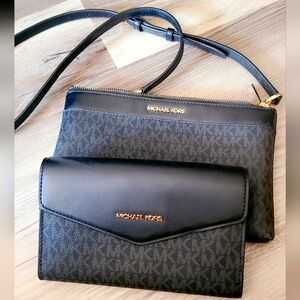 2x Michael Kors Logo Convertible Crossbody Bags